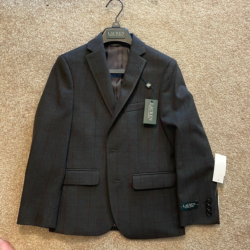 NWT Gray Check Lauren Ralph Lauren Boys Sport Coat Sz 10R